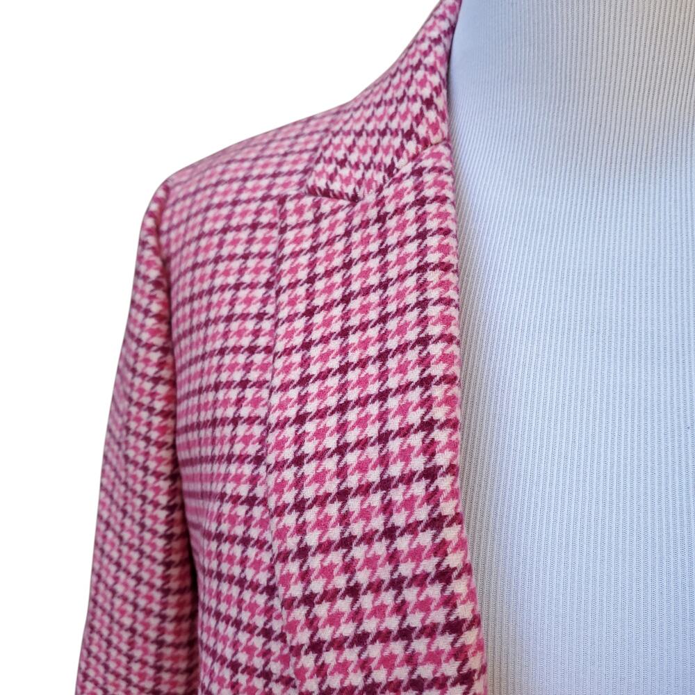 J. Crew Berry Pink Houndstooth Blazer Jacket Ivy Preppy Academia Wool Blend 12 - Picture 3 of 16
